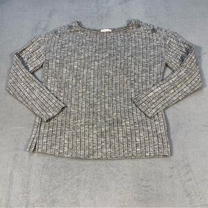 Riley & Rae Women’s Grey Ribbed Knit Top, Long Sleeves, Scoop Neck, size SMALL